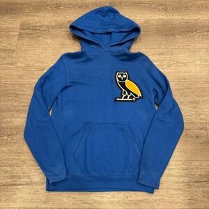 OVO Classic Owl Hoodie Mens Small Blue Pullover‎ Owl Drake Hooded Sweatshirt